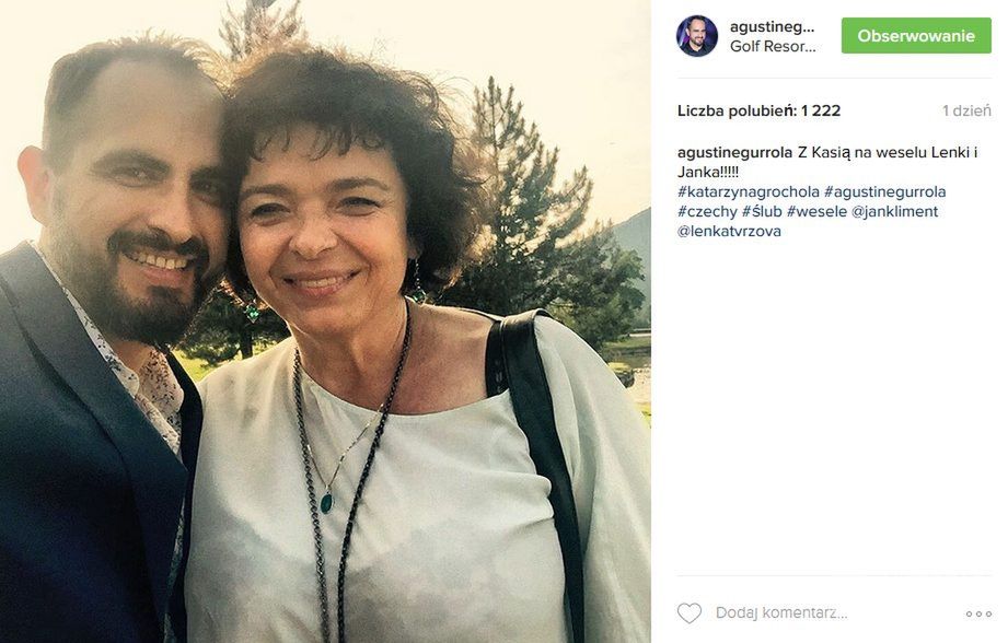 Agustin Egurrola i Katarzyna Grochola na ślubie Jana Klimenta i Lenki Tvrzovej (fot. Instagram)