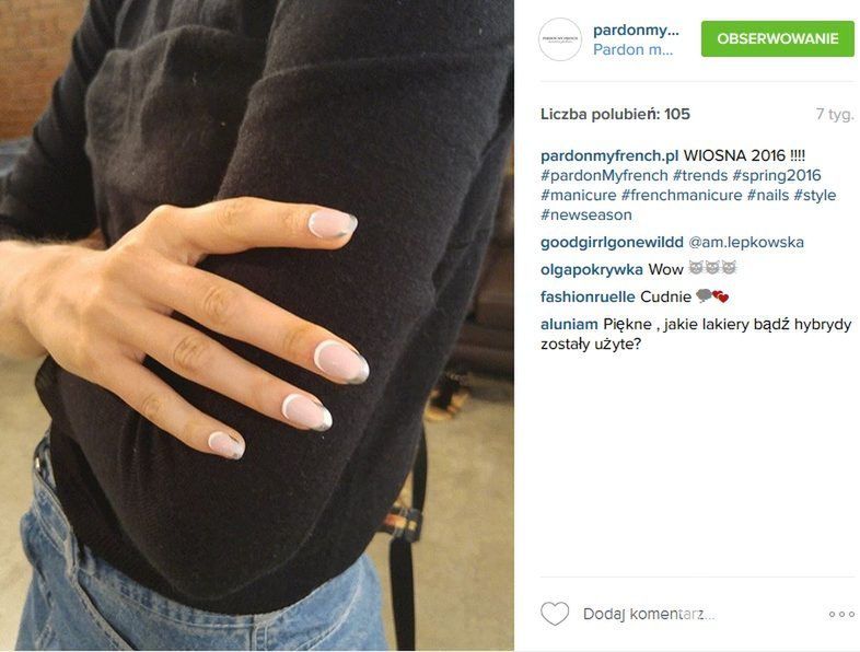 Kolorowy french to hit wiosny 2016 (fot. Instagram)