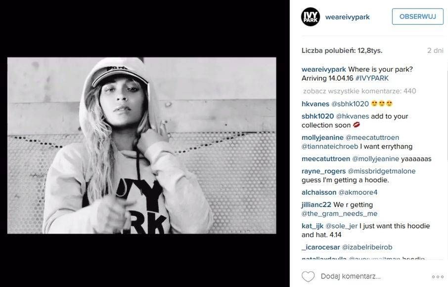 Kolekcja ubrań sportowych Beyonce Ivy Park (fot. Instagram)