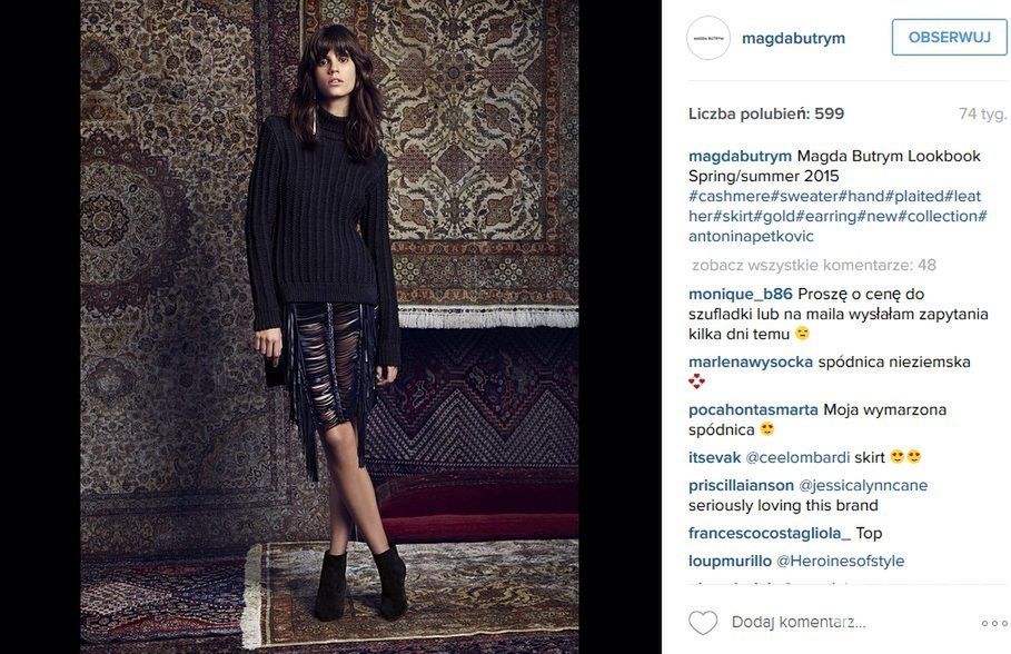 Spódnica Magdy Butrym z kolekcji wiosna-lato 2016 (fot. Instagram)