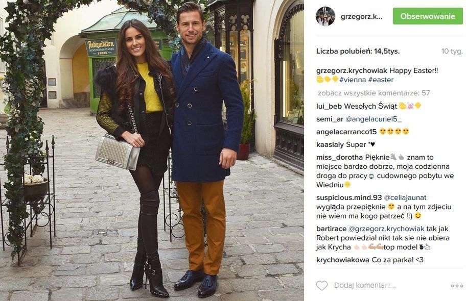 Modna para: Celia Jaunat i Grzegorz Krychowiak (fot. Instagram)