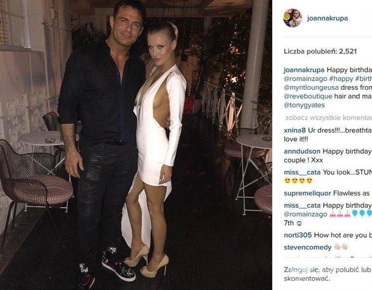 Joanna Krupa w sukience ReveBoutique na urodzinach męża Romaina Zago (fot. Instagram)
