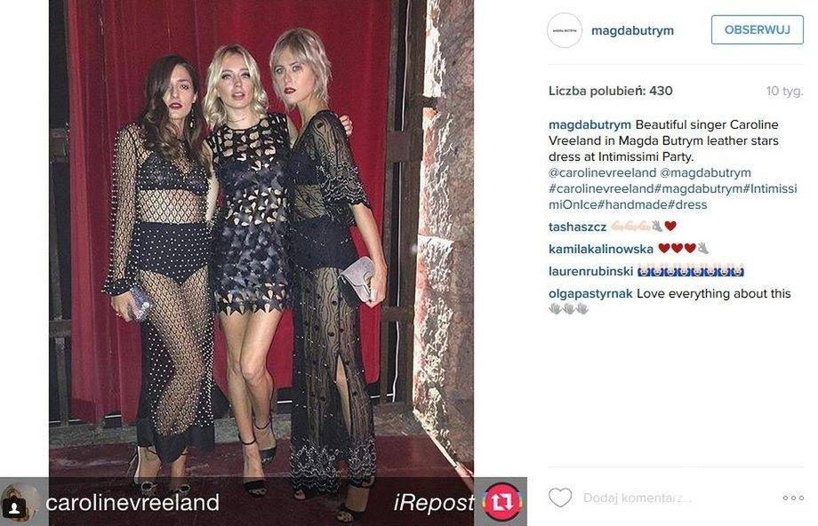 Wokalistka Caroline Vreeland (na zdj. w środku) w kreacji Magdy Butrym (fot. Instagram)