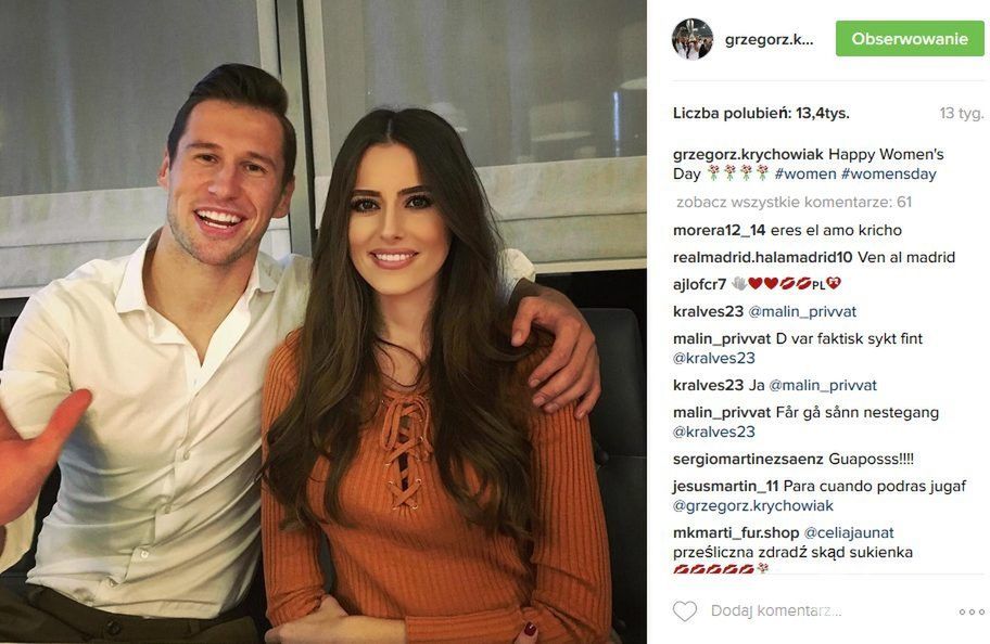Zawsze stylowi Celia Jaunat i Grzegorz Krychowiak (fot. Instagram)