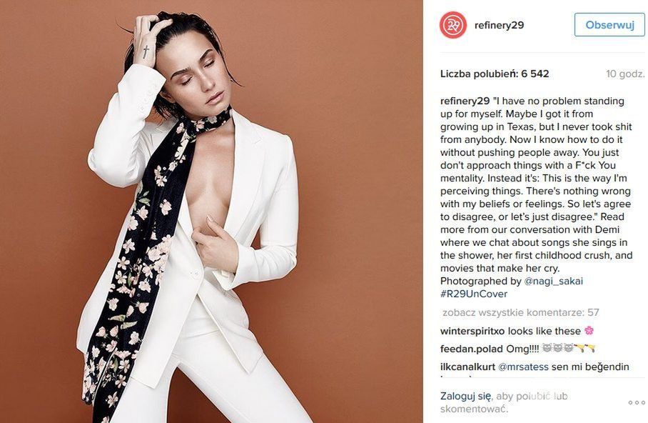 Demi Lovato w ubraniach Magdy Butrym w sesji dla Refinery29 (fot. Instagram)