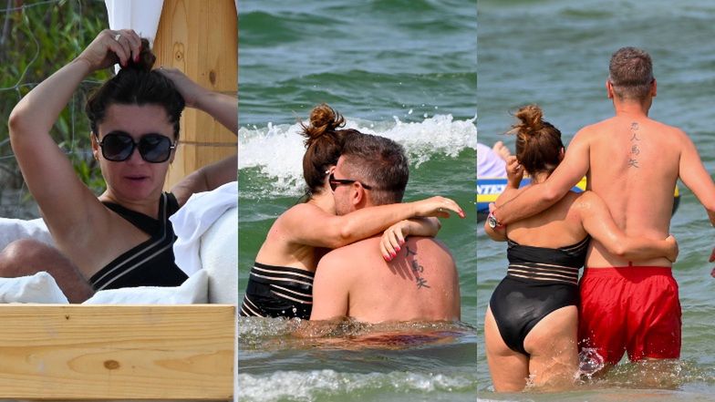 Zakochana Beata Tadla baraszkuje z mężem w chłodnych falach Bałtyku (ZDJĘCIA)