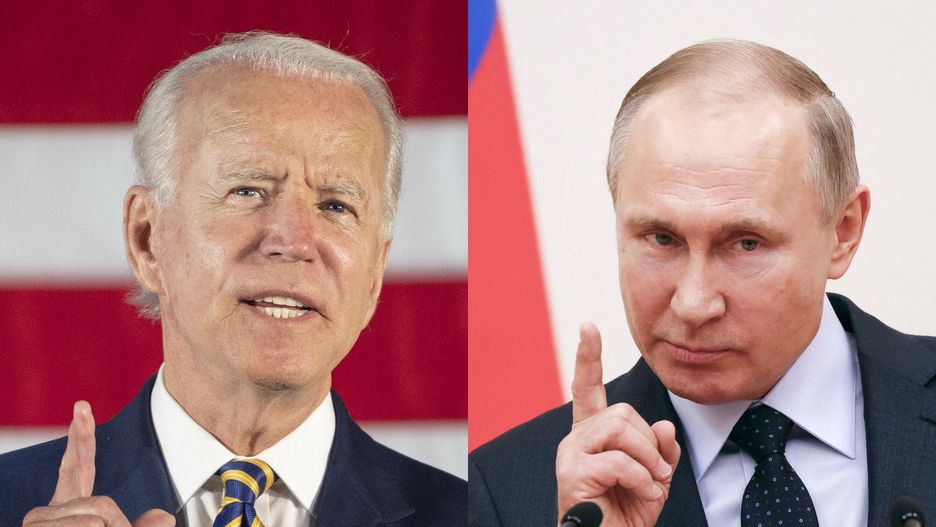 arch46
(COMBO) This combination of files pictures created on June 7, 2021 shows then Democratic presidential candidate Joe Biden speaking about reopening the country during a speech in Darby, Pennsylvania, on June 17, 2020 and Russian President Vladimir Putin delivering a speech during a meeting with Russian athletes and team members, who will take part in the upcoming 2018 Pyeongchang Winter Olympic Games, at the Novo-Ogaryovo state residence outside Moscow on January 31, 2018. - Russian President Vladimir Putin said on June 4, 2021 he is hoping to improve deeply damaged ties with the United States when he holds his first summit with US counterpart Joe Biden later this month. The face-to-face meeting in Geneva on June 16 comes amid the biggest crisis in ties between the two countries in years, with tensions high over a litany of issues including hacking allegations, human rights and election meddling. (Photo by Jim WATSON and Grigory DUKOR / various sources / AFP)
JIM WATSON