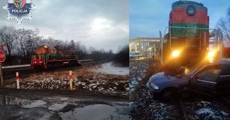 Polkowice. Kierowca BMW wjechał pod pociąg. Policjanci apelują o uwagę