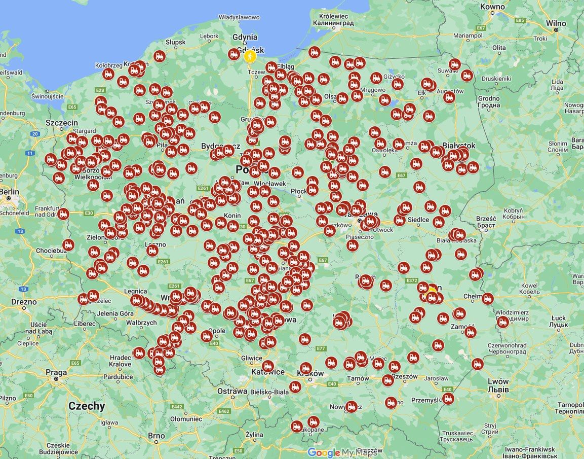 Strajk rolników. Mapa blokad 20 marca 2024