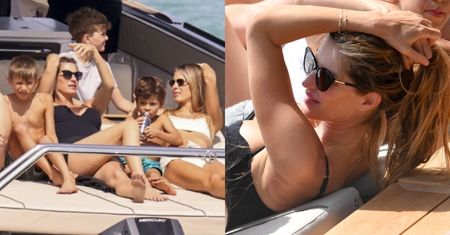 44-letnia Gisele Bundchen wyleguje się na łódce, eksponując sylwetkę w stroju kąpielowym KILKA TYGODNI PO PORODZIE