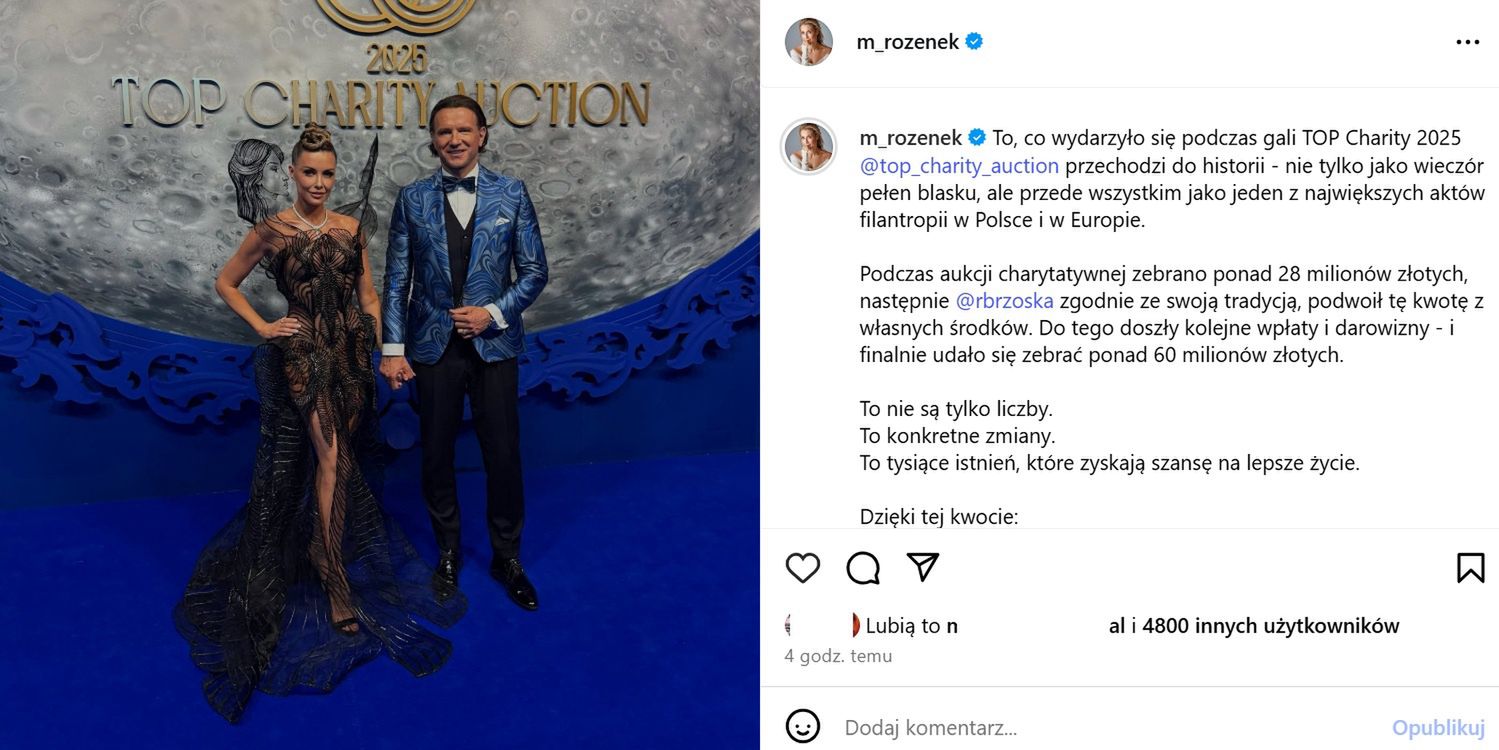 Wpis Małgorzaty Rozenek-Majdan na Instagramie