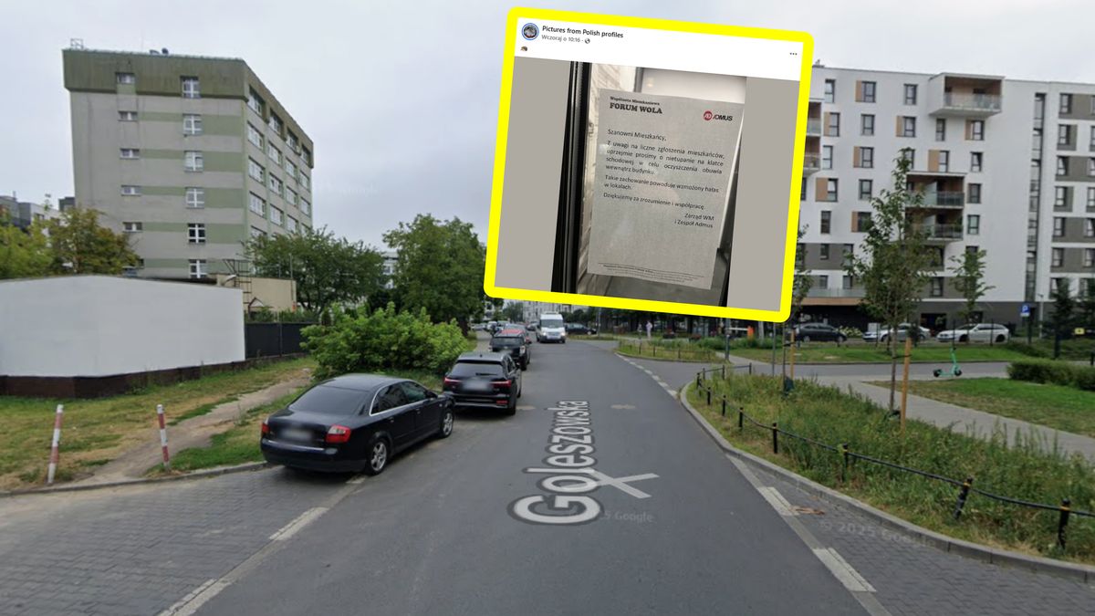 Karteczka w bloku w Warszawie.