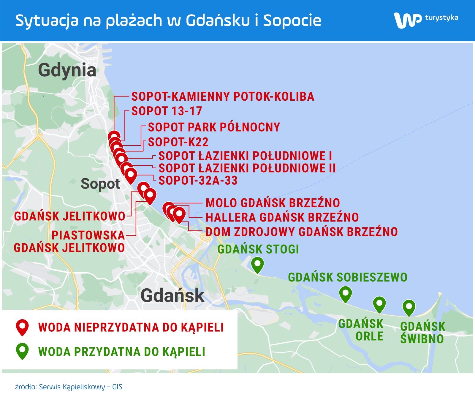 W Gdańsku można się kąpać na plażach: Stogi, Górki Zachodnie i Wyspa Sobieszewska