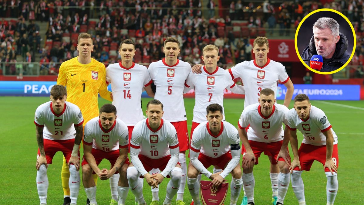 Na dużym zdjęciu reprezentacja Polski, na małym Jaimie Carragher
