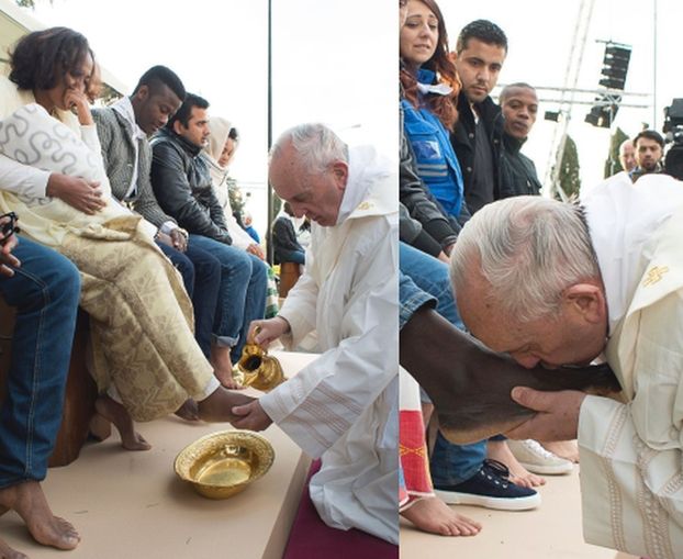 W Wielki Czwartek papież obmył stopy imigrantom! "Gest SŁABOŚCI I GŁUPOTY!"