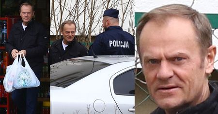 TYLKO U NAS: Tusk nosi torby z zakupami i gawędzi z policjantami (ZDJĘCIA)
