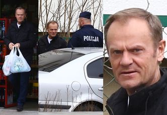 TYLKO U NAS: Tusk nosi torby z zakupami i gawędzi z policjantami (ZDJĘCIA)