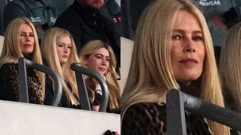 Claudia Schiffer z córkami podczas meczu