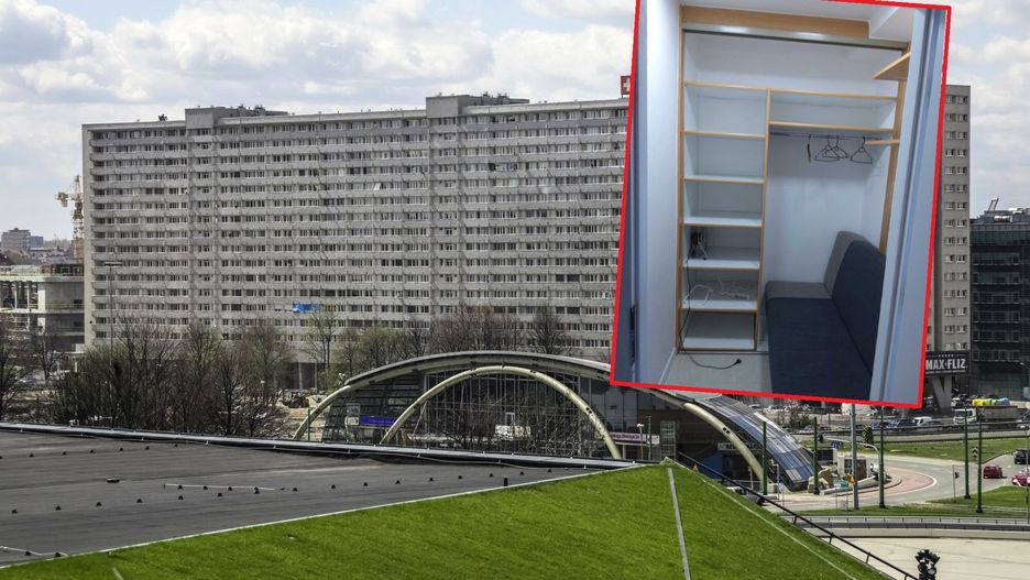 Budynek tzw. Superjednostki w Katowicach, w którym ma znajdować się lokal z "pokojem" (na zdjęciu w rogu) na wynajem