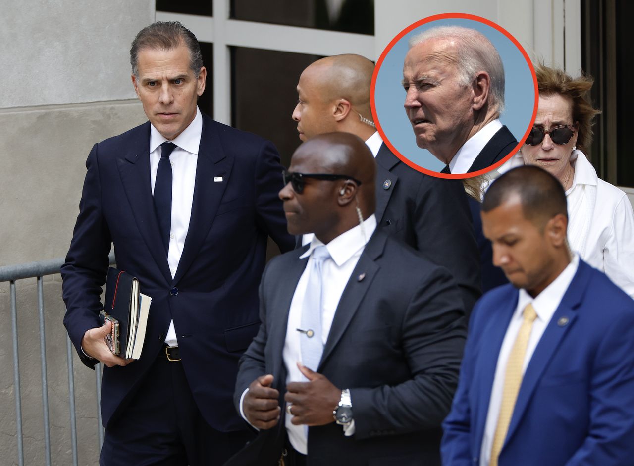 Hunter Biden leaves the courthouse in Wilmington surrounded by security and lawyers.