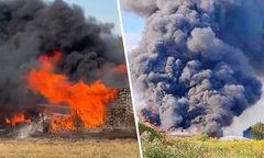 Paliwo, opony i las. Pali się baza transportowa w Ławkach