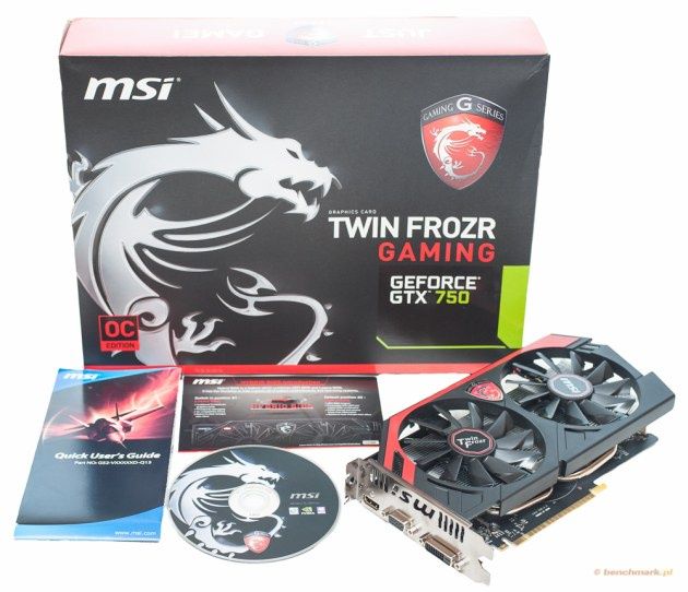 MSI GeForce GTX 750 zawartość pudełka