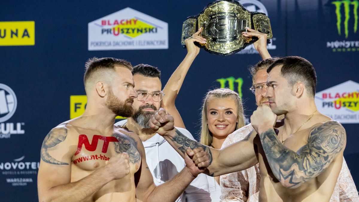 Patrik Kincl,Roberto Soldic during the KWW 63 official Weigh-in ceremony, in Warsaw, Poland, on September 3, 2021. (Photo by Foto Olimpik/NurPhoto via Getty Images)