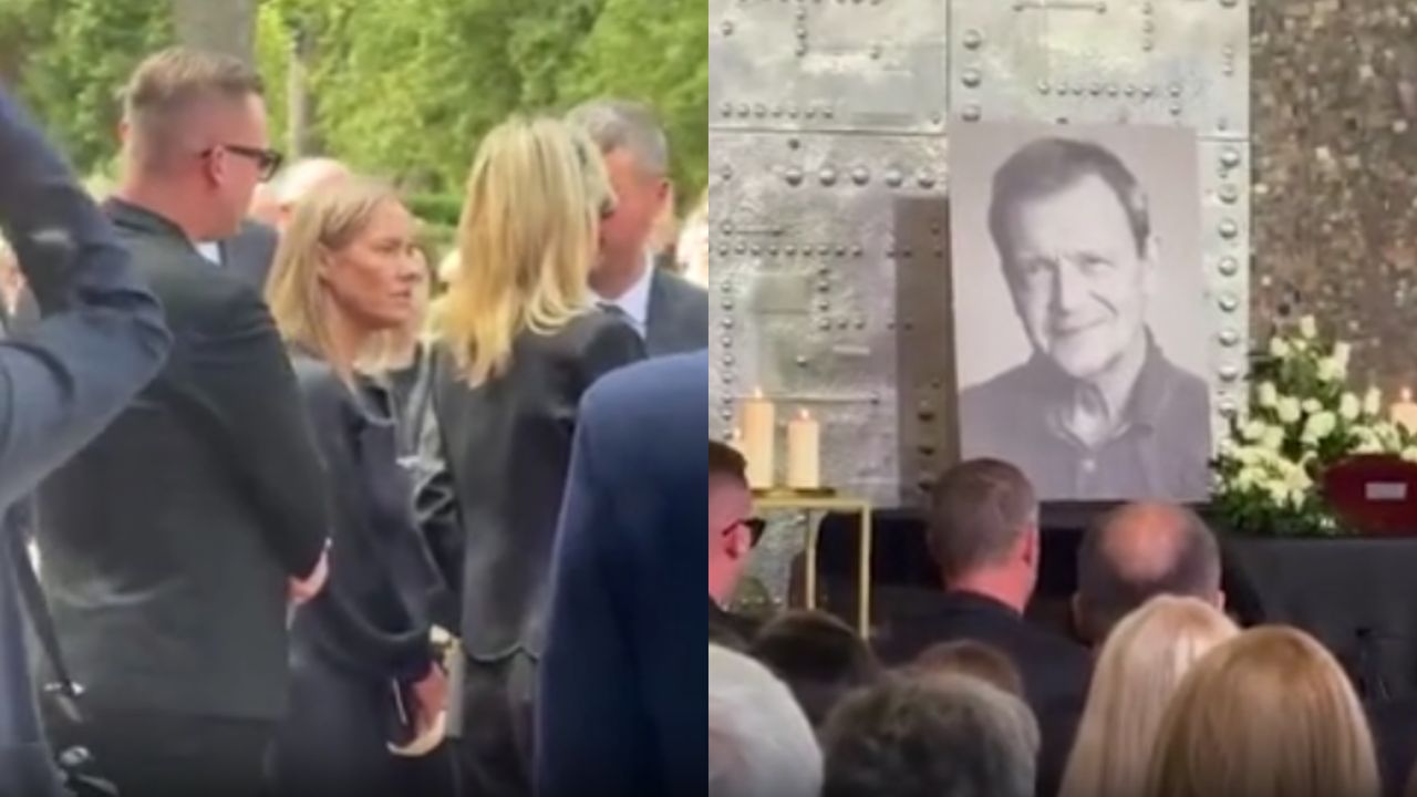 Wyprowadzenie urny na pogrzebie Jana Frycza. Z głośników wybrzmiały hity The Rolling Stones (WIDEO)