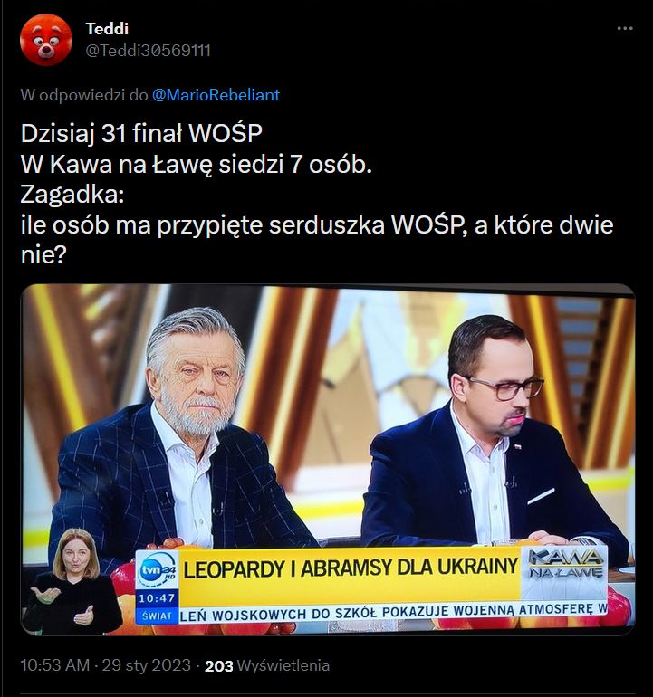 Screen wpisu, który pojawił się na Twitterze