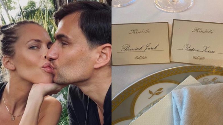 Jarosław Bieniuk i Zuzanna Pactwa obściskują się na weselu w Rzymie