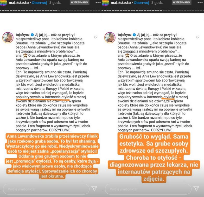 Olga Frycz staje w obronie Ani Lewandowskiej
