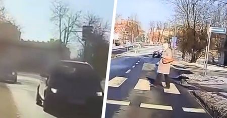Niebezpieczny manewr kierowcy mercedesa. Kobieta na przejściu zamarła