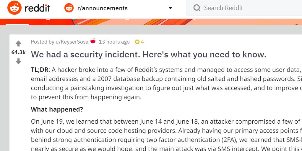Reddit został zhakowany. Portal przyznaje - to słabe zabezpieczenia
