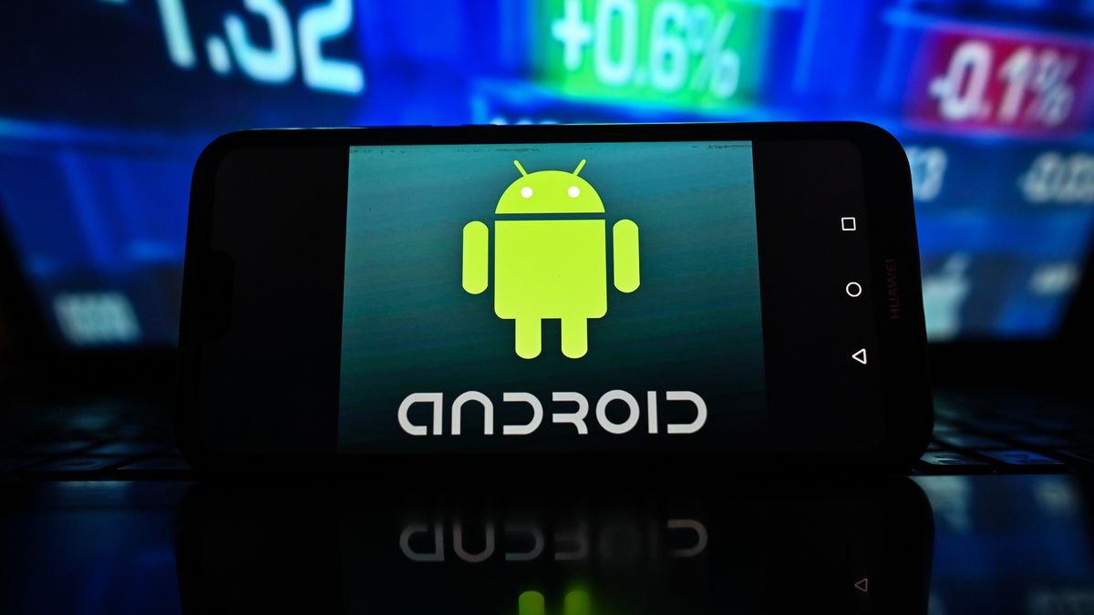 POLAND - 2023/02/02: In this photo illustration an Android logo is displayed on a smartphone with stock market percentages in the background. (Photo Illustration by Omar Marques/SOPA Images/LightRocket via Getty Images)