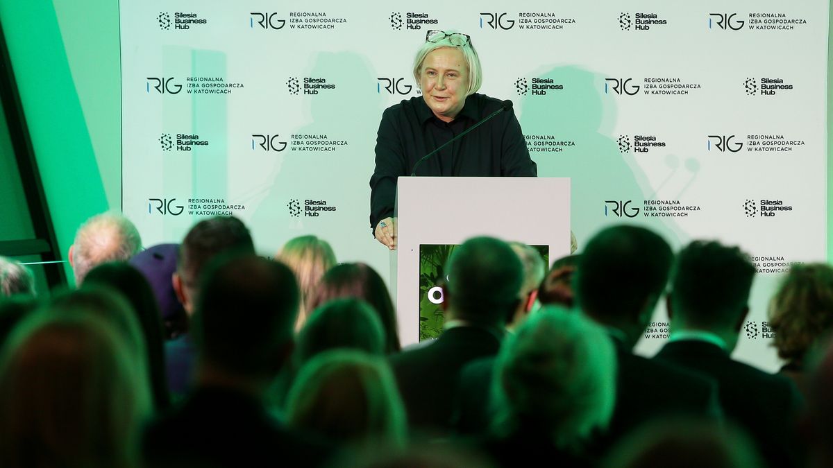 Sosnowiec, 22.01.2024. Minister przemysłu Marzena Czarnecka podczas gospodarczego otwarcia roku Regionalnej Izby Gospodarczej Katowice w Centrum Edukacji Ekologicznej � Egzotarium w Sosnowcu, 22 bm. (sko) PAP/Jarek Praszkiewicz