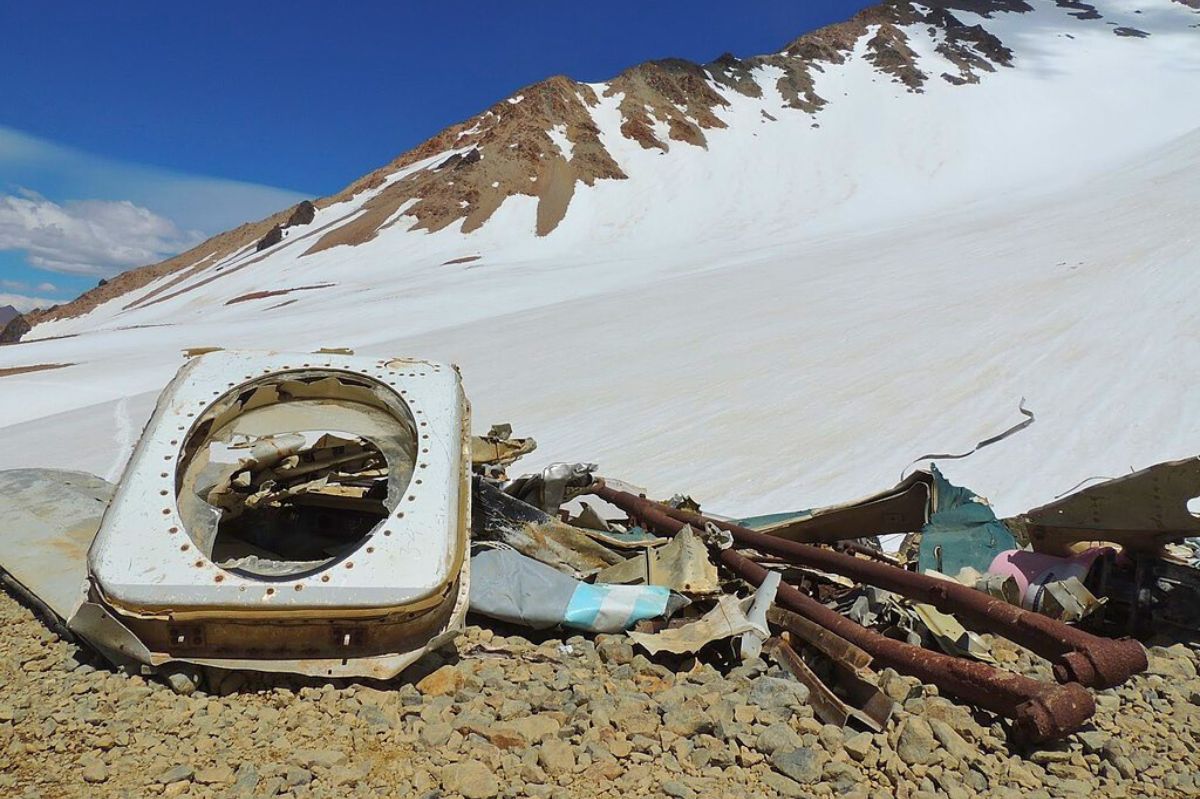 Airplane wreck in the mountains