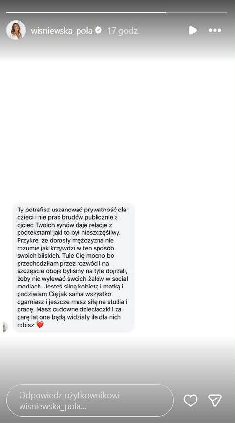 Pola Wiśniewska pokazała wiadomość od obserwatorki 