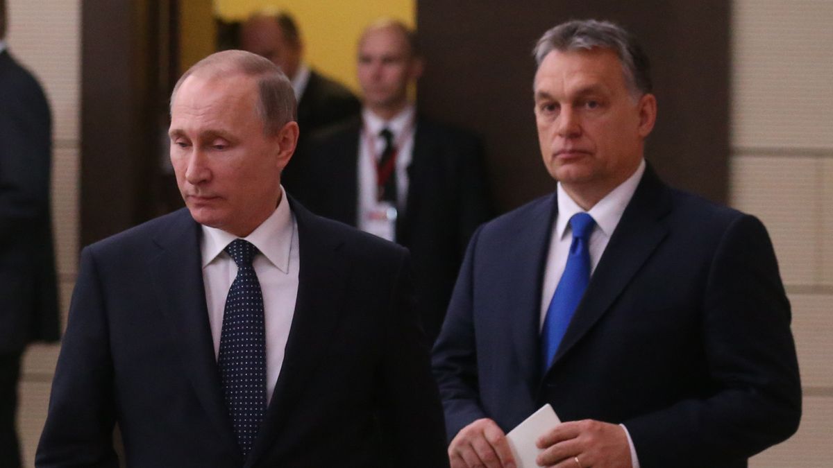 Russian President Vladimir Putin meets Hungarian Prime Minister Viktor Orban
MOSCOW, RUSSIA - FEBRUARY,17: (RUSSIA OUT) Russian President Vladimir Putin (L) and Hungarian Prime Minister Viktor Orban (R) attend their joint press conference after the talks in Novo-Ogaryovo State Residence in Moscow, Russia, February,17,2016. Orban is having a one-day visit to Russia.  (Photo by Mikhail Svetlov/Getty Images)
Mikhail Svetlov
Putin, Russia
