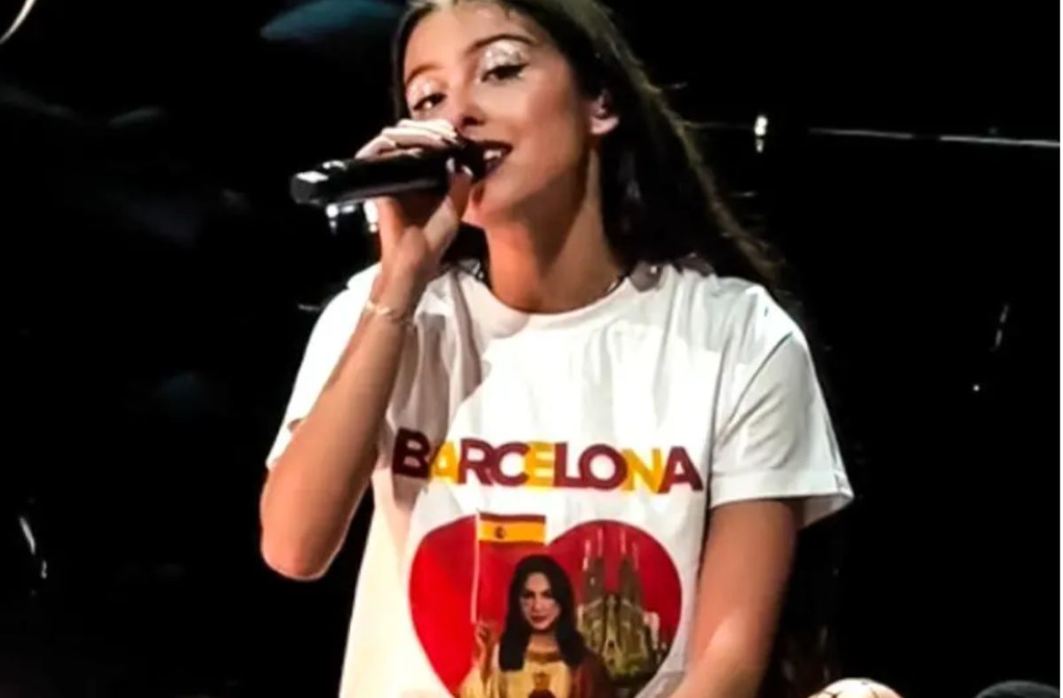 Olivia Rodrigo in a t-shirt with an image of herself as Jesus