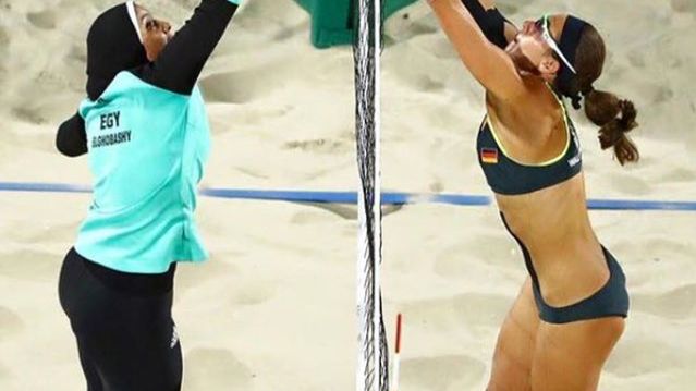 Fotografia siatkarek z Egiptu i Niemiec pokazuje "zderzenie cywilizacji" 1