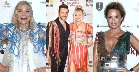 Celebryci pozują w "eko" stylizacjach na pokazie "Moda na recykling": Anna Głogowska, Barbara Kurdej-Szatan, Monika Mrozowska