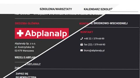 Porównanie szat graficznych witryn dwóch firm. W obu przypadkach zbieżne są również dane kontaktowe