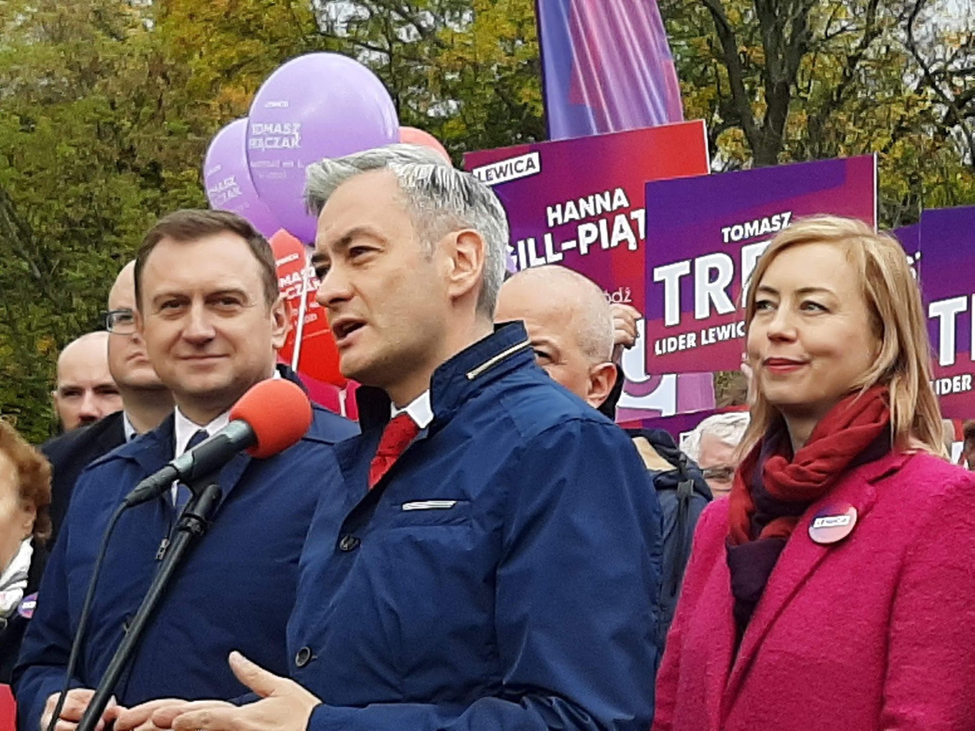 Szef sztabu wyborczego Roberta Biedronia Tomasz Trela i wiceszefowa Hanna Gill-Piątek.