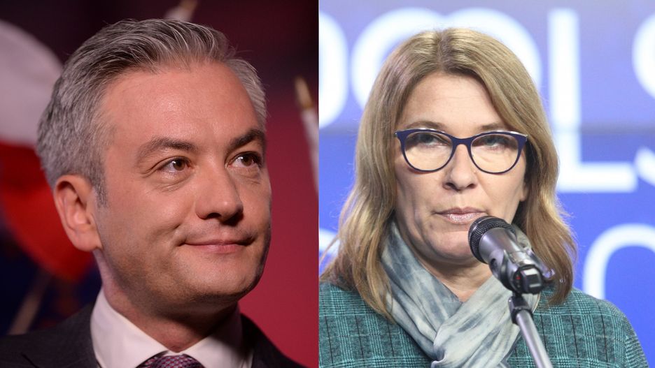 Robert Biedroń (Wiosna), Beata Mazurek (PiS).