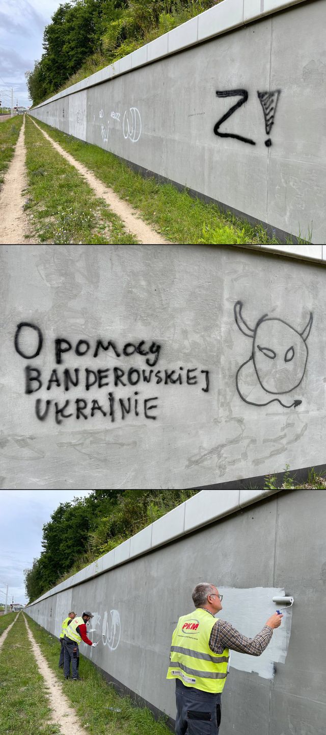 Antywojenne murale zostały zdewastowane. Sprawcy poszukiwani