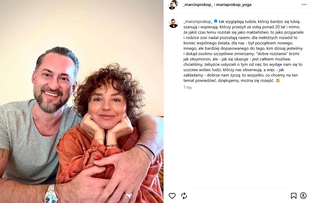 Marcin Prokop i Maria Prażuch-Prokop poinformowali o rozstaniu