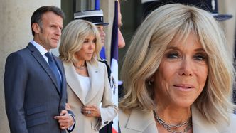 73-letnia Brigitte Macron w jasnym komplecie zjawiła się na kolacji w Pałacu Elizejskim. Klasa? (ZDJĘCIA)