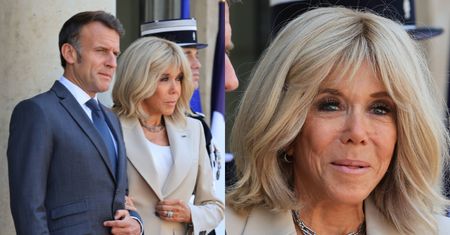 73-letnia Brigitte Macron w jasnym komplecie zjawiła się na kolacji w Pałacu Elizejskim. Klasa? (ZDJĘCIA)