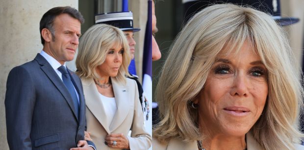 73-letnia Brigitte Macron w jasnym komplecie zjawiła się na kolacji w Pałacu Elizejskim. Klasa? (ZDJĘCIA)