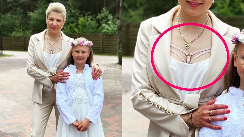 Magdalena Narożna z "Pięknych i Młodych" chwali się stanikiem na pierwszej komunii córki